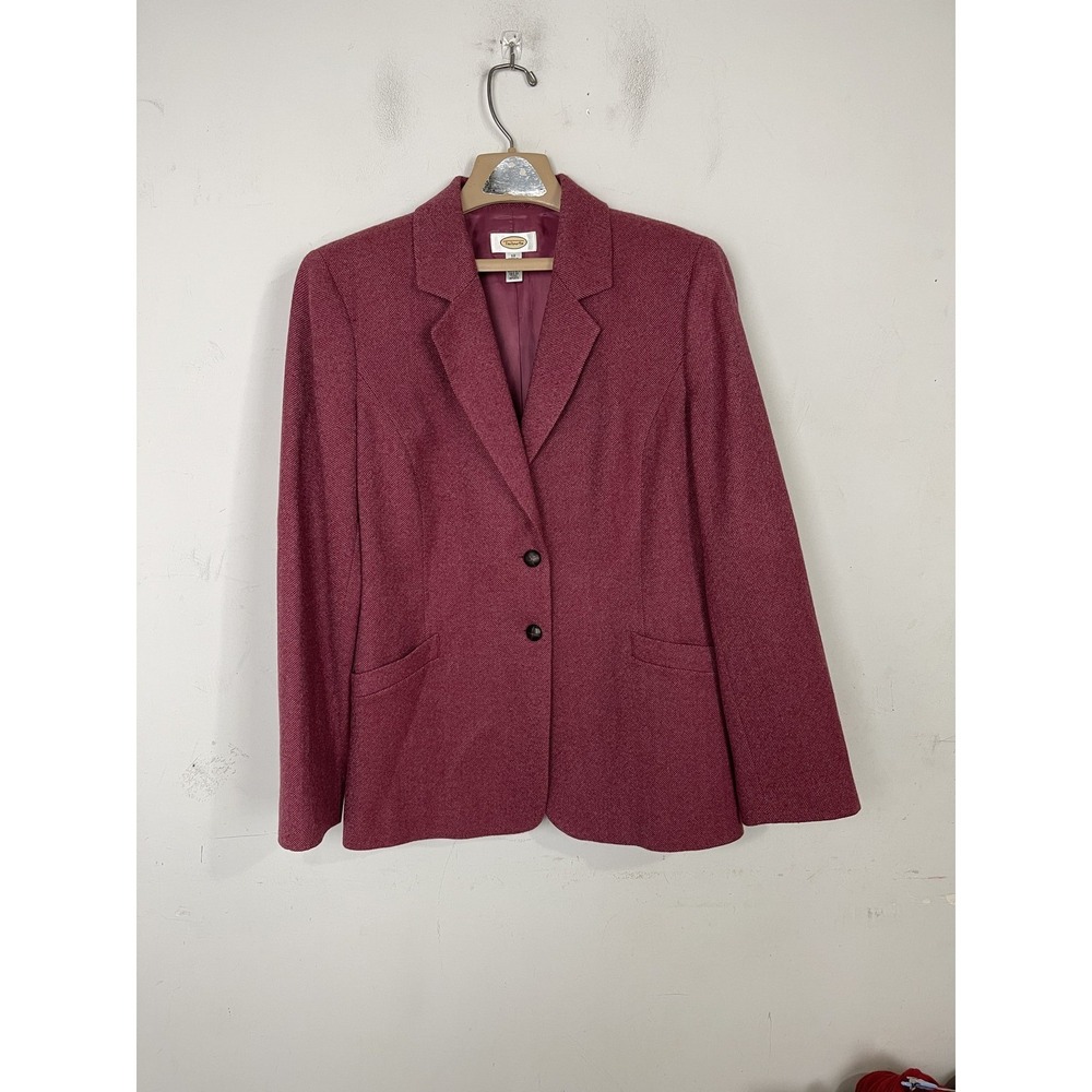 Talbots Women's 12 Maroon 100% Wool‎ Blazer Jacket Business Career
